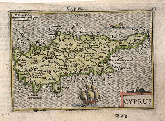 LANGENES,B., Cyprus, antique map, old maps