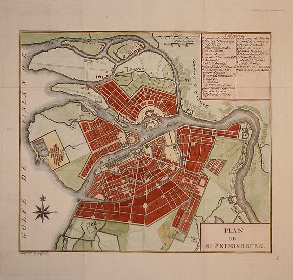 CLAUSNER, Plan de St. Petersbourg., antique map, old maps