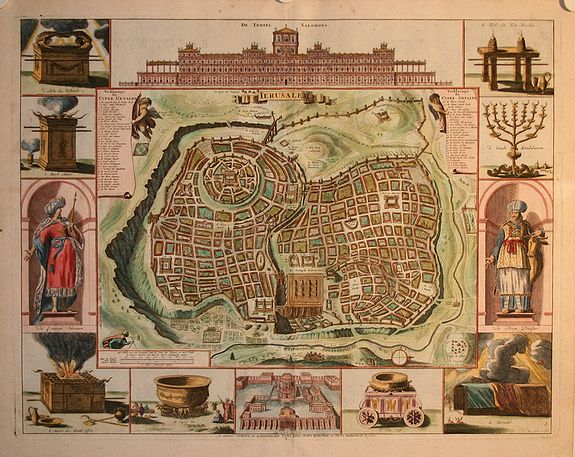 STOOPENDAAL,D., Jerusalem, antique map, old maps