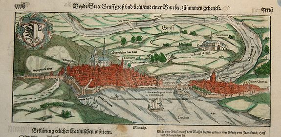 MÜNSTER, S., .. Stett Genff.. (Geneva), antique map, old maps