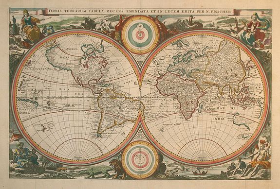 VISSCHER, N., Orbis Terrarum Tabula Recens .., antique map, old maps