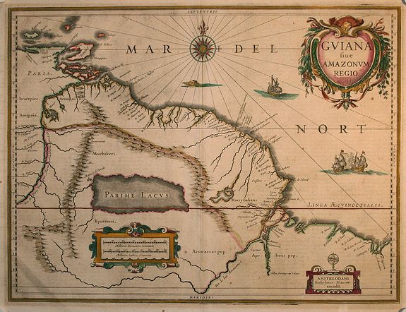 BLAEU, W., Guiana sive Amazonum Regio, antique map, old maps