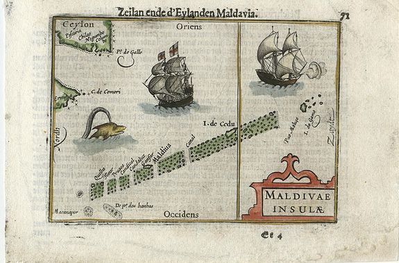 LANGENES, B., Maldivae Insulae, antique map, old maps