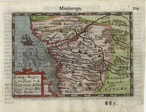 LANGENES, B., Congi Regni Christiani in Africa .., antique map, old maps