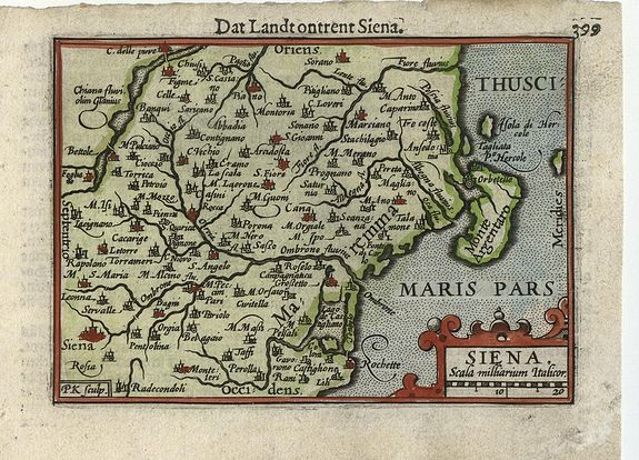 LANGENES, B., Siena., antique map, old maps