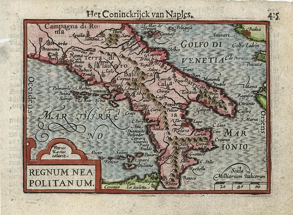 LANGENES, B., Regnum Neapolitanum., antique map, old maps