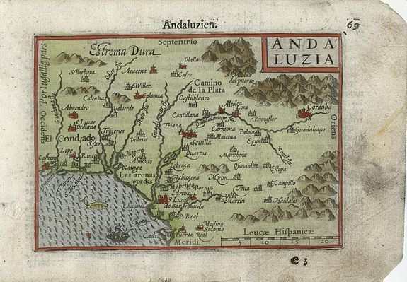 LANGENES, B., Andaluzia, antique map, old maps