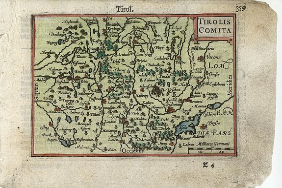 LANGENES, B., Tirolis Comita, antique map, old maps