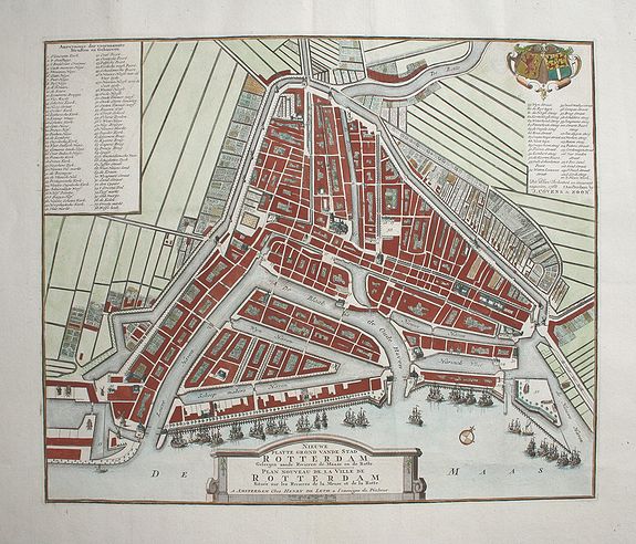 LETH H. de, Nieuwe plattegrond van de stad Rotterdam.., antique map, old maps