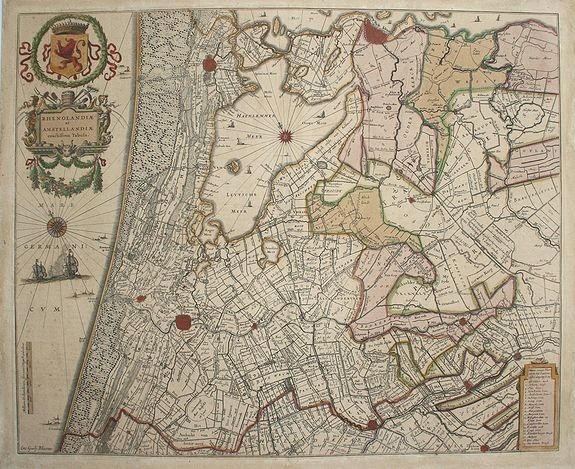 BLAEU, W., Rhenolandiae et Amstellandiae., antique map, old maps