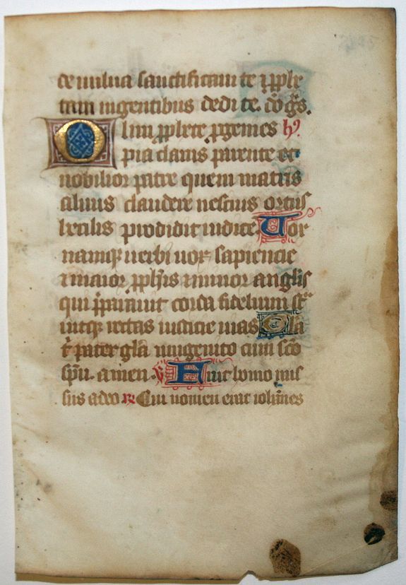 BOOK OF HOURS, Leaf on vellum from a manuscript Book of Hours., antique map, old maps