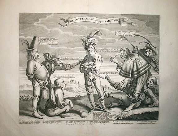 Anonymous, De Actiewereld op haar einde., antique map, old maps