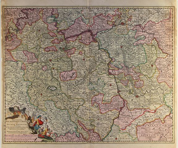 VISSCHER,N., Exactissima Palatinatus Rheni., antique map, old maps
