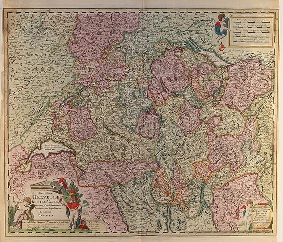 VISSCHER,N., Exactissima Helvetiae.., antique map, old maps