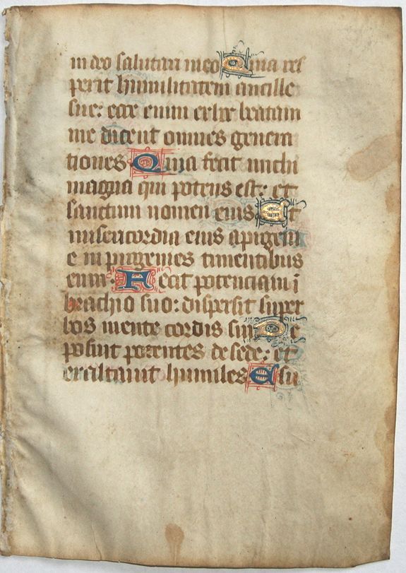 BOOK OF HOURS, Leaf on vellum from a manuscript Book of Hours., antique map, old maps