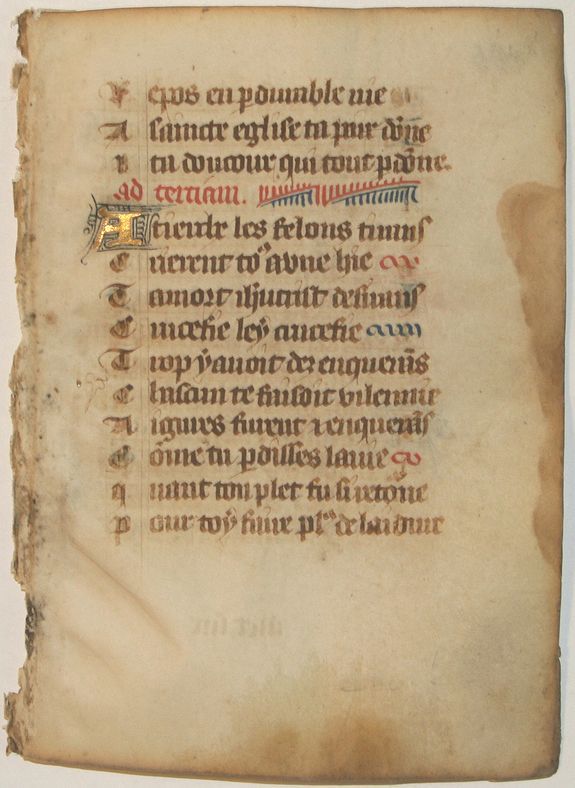 BOOK OF HOURS, Leaf on vellum from a manuscript Book of Hours., antique map, old maps