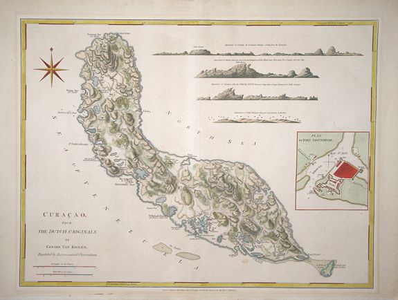 SAYER, R., Curacao, from the Dutch originals, of Gerard van Keulen., antique map, old maps