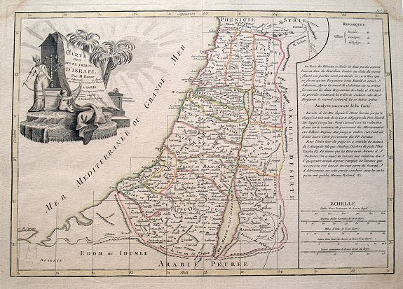 BONNE, R. / LATTRE, J., Carte des Douze Tribus d'Israel., antique map, old maps