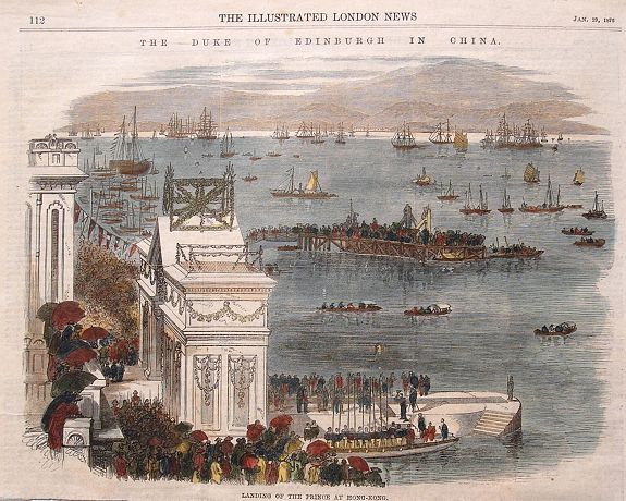 ANONYMOUS, Landing of the Prince at Hong-Kong., antique map, old maps