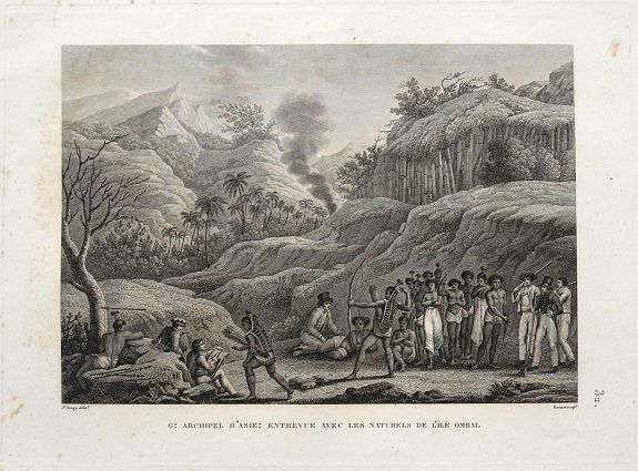 ARAGO, J., Gd. Archipel D'Asie: Entrevue Avec les Naturels de L'Ile Ombai., antique map, old maps