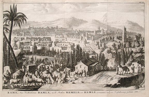 HALMA, F., Rama van d'Arabieren Ramla, en de Turken Remele, en Remle genaamt; volgens d'aftekening gedaan 1668., antique map, old maps