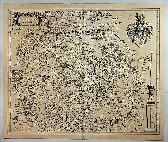BLAEU, W., Palatinatus ad Rhenum., antique map, old maps