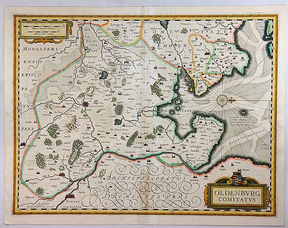 BLAEU, W., Oldenburg Comitatus., antique map, old maps