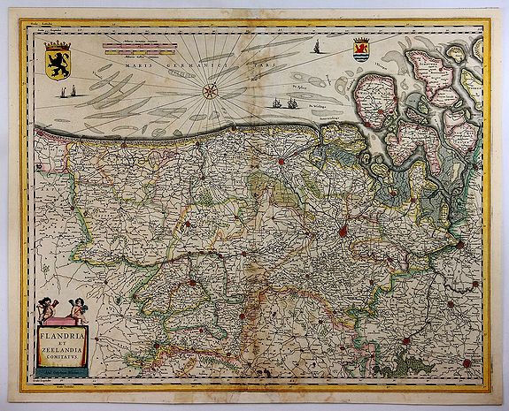 BLAEU, W., Flandria et Zeelandia Comitatus., antique map, old maps
