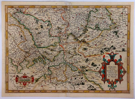 MERCATOR, G., Berghe Ducatus Marck comitatus et Coloniensis Dioecisis., antique map, old maps