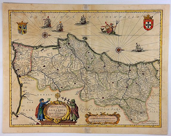 JANSSONIUS, J., Portugallia et Algarbia quae olim Lusitania., antique map, old maps
