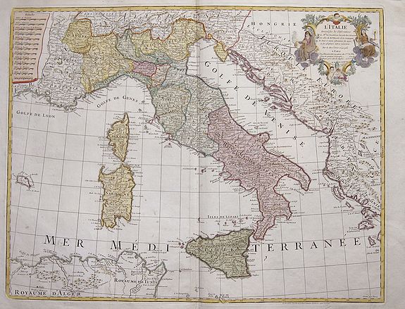 De L´Isle, G., L´Italie Dressé sur les Observations de Mrs. de l´Academie Royale des Siences. . ., antique map, old maps