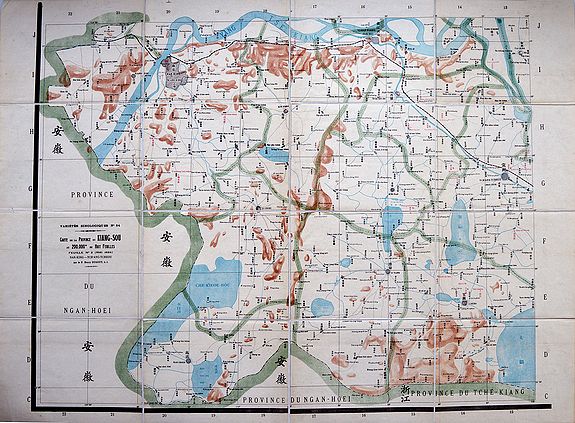 DUGOUT, Henry., Carte de la province du Kiang-sou au 200,000e en Huit Feuilles. Feuille No. 2 (May 1924) Nan-king - Tch'ang-Tcheou., antique map, old maps
