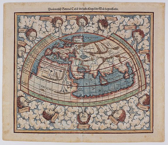 MÜNSTER, Sebastian., Ptolemeisch General Tafel, die Halbe Kugel der Welt Begreiffende., antique map, old maps