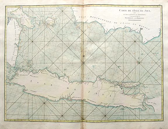 D'APRES DE MANNEVILLETTE., Carte de l'isle de Java avec les isles de Banca, de Billiton, et une partie de celles de Sumatra et de Borneo., antique map, old maps
