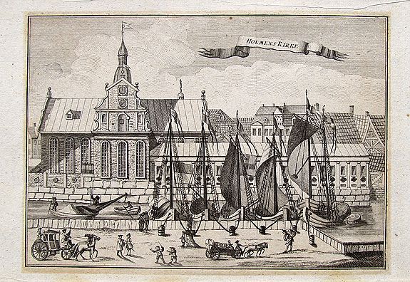 PONTOPPIDAN, E. L., Holmens Kirke., antique map, old maps