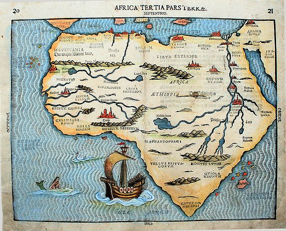 Bunting, H., Africa tertia pars terrae., antique map, old maps