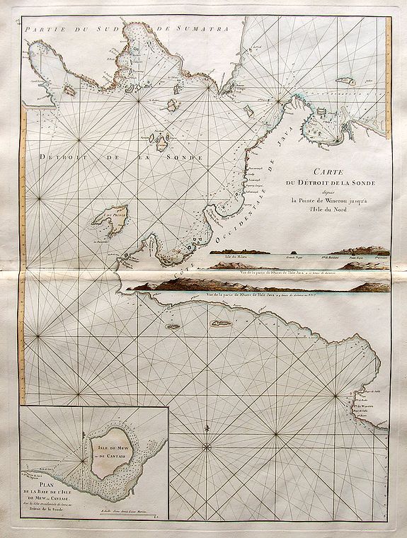 D'APRES DE MANNEVILLETTE., Carte du Détroit de la Sonde depuis la Pointe de Winerou jusqu'à l'Isle du Nord., antique map, old maps