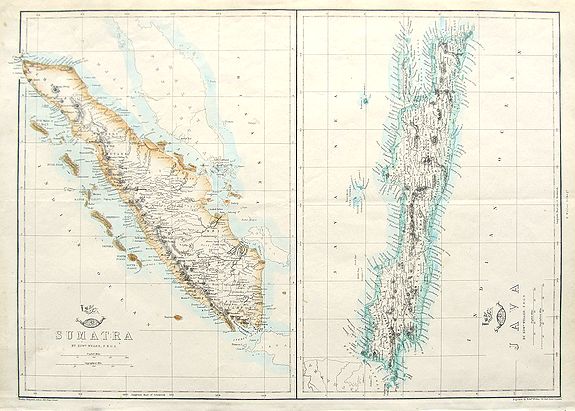 WELLER, E., Sumatra; Java;, antique map, old maps