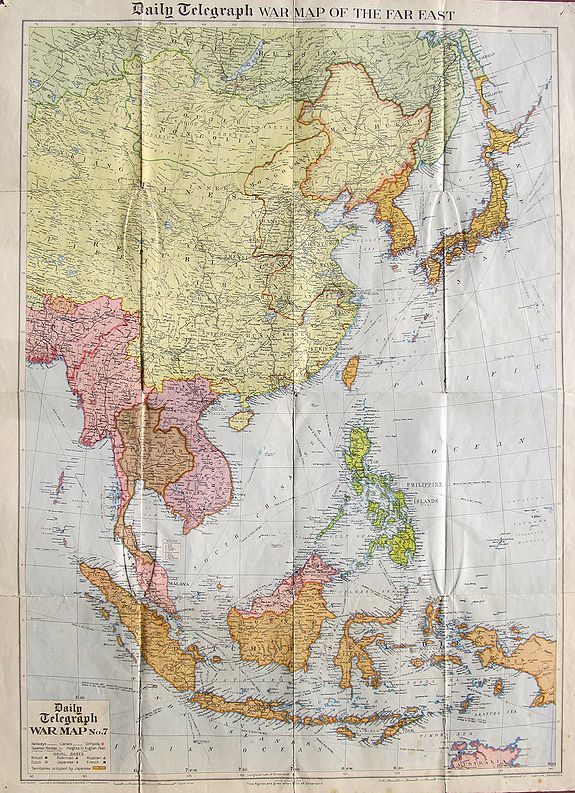 Geographia., Daily Telegraph War Map of the Far East., antique map, old maps