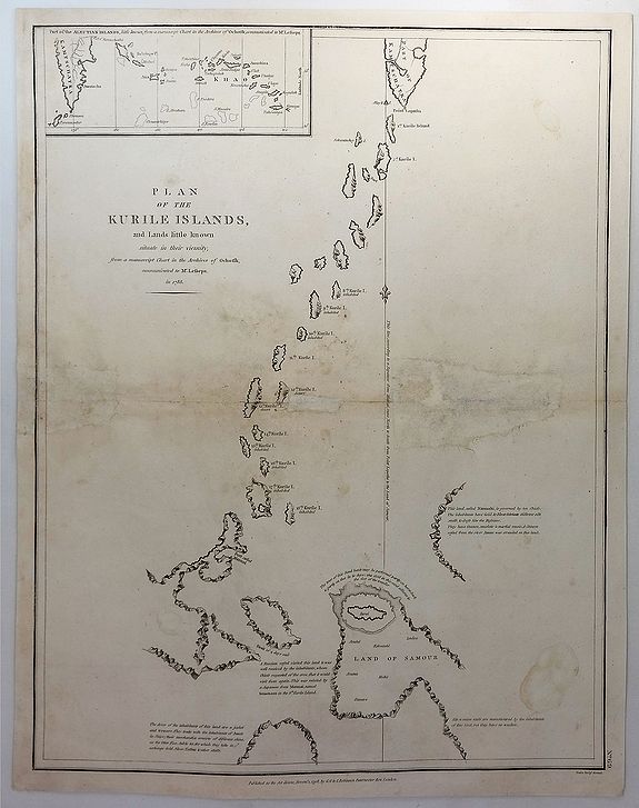 LA PEROUSE, J., Plan of the Kurile Islands and Lands Little Known. . ., antique map, old maps