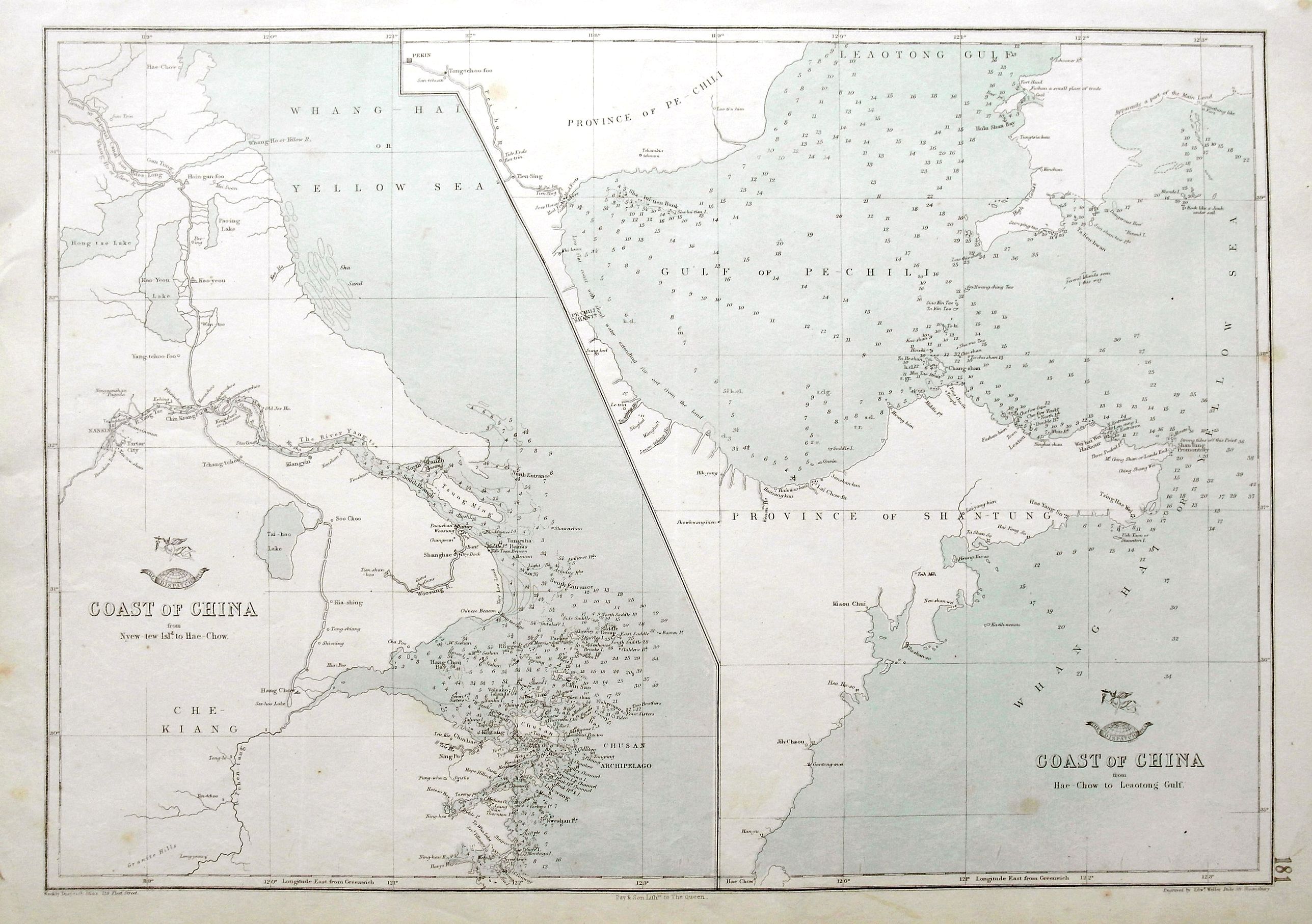WELLER, E., Coast of China. . ., antique map, old maps