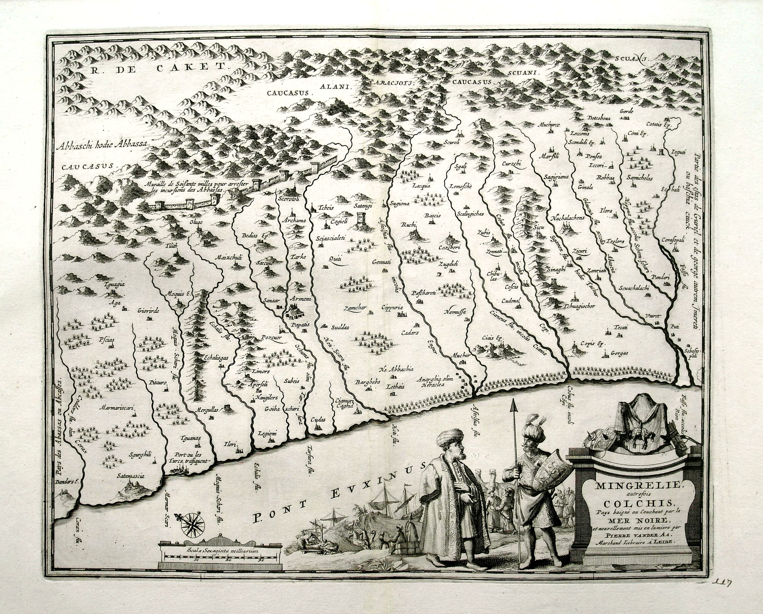 VAN DER AA, P., Mingrelie, autrefois Colchis, Pays baigné au Couchant par la Mer Noire., antique map, old maps