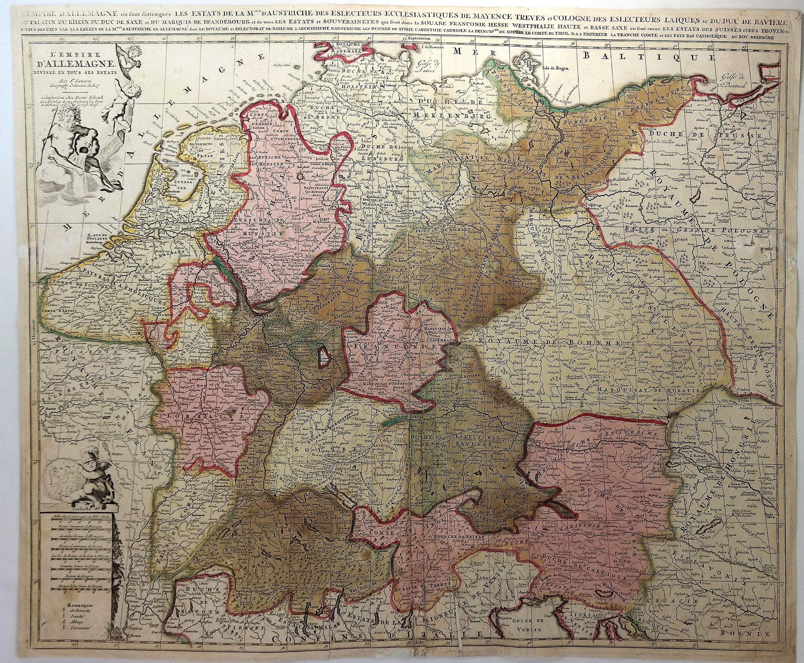 SANSON, N., L’Empire D’Allemagne Divisee en Tous ses Estats., antique map, old maps