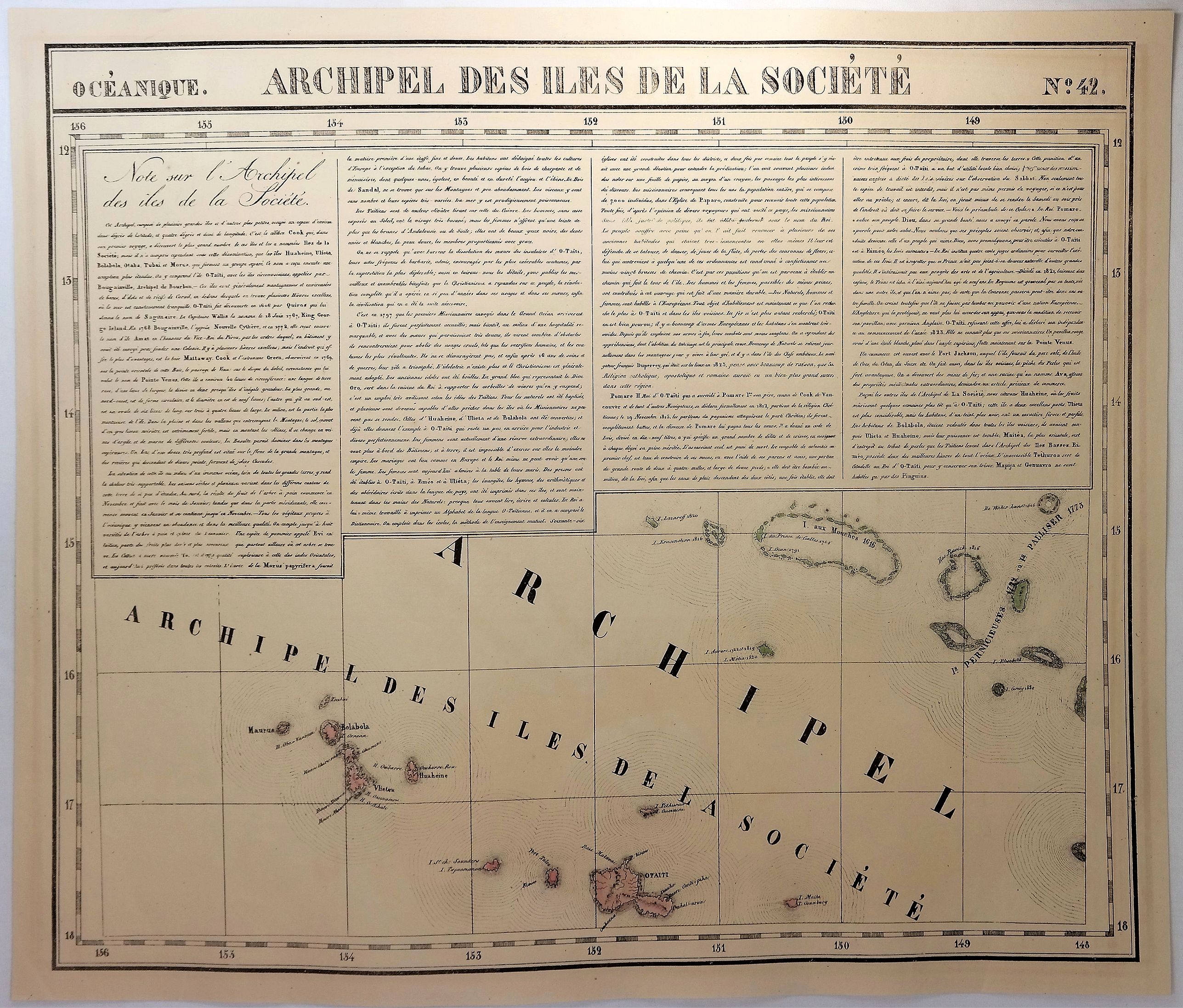 VANDERMAELEN, P., Archipel des Iles de la Societe. No. 42., antique map, old maps