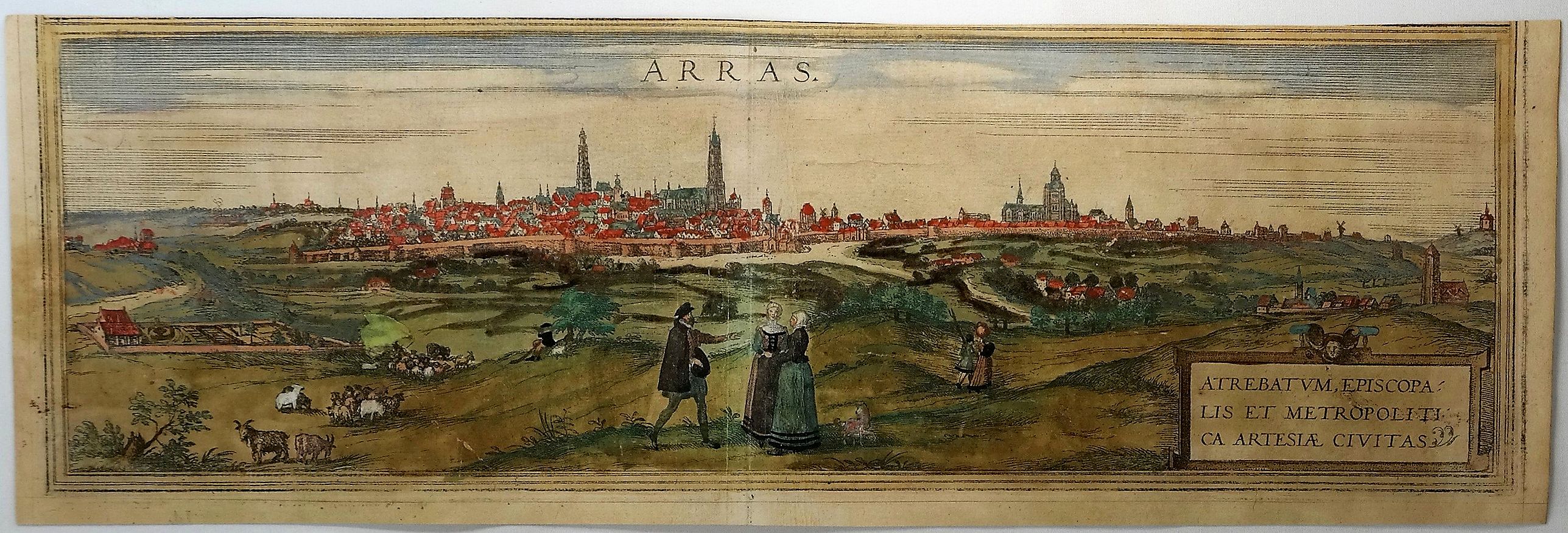 BRAUN, G. & HOGENBERG, F., Atrebatum Episcopa Lis et Metropolica Artesiae Vivitas., antique map, old maps