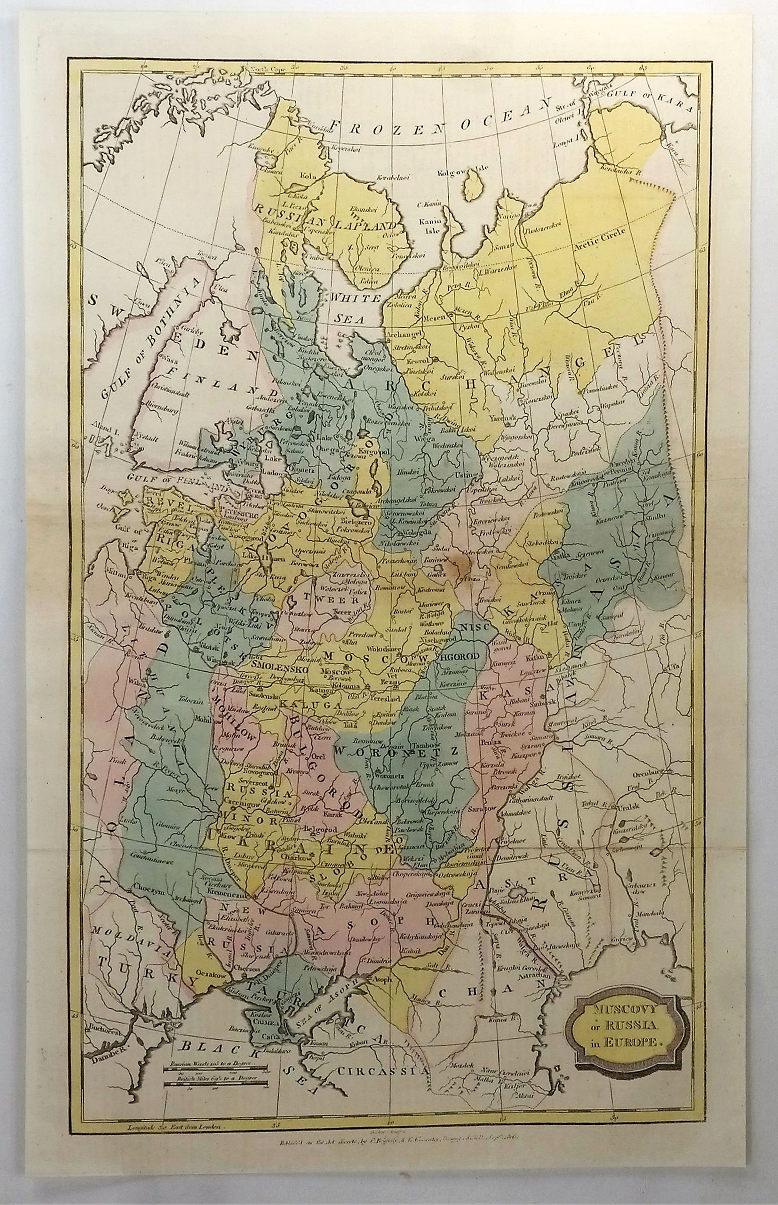 BRIGHTLY & KINNERSLY., Muscovy or Russia in Europe., antique map, old maps