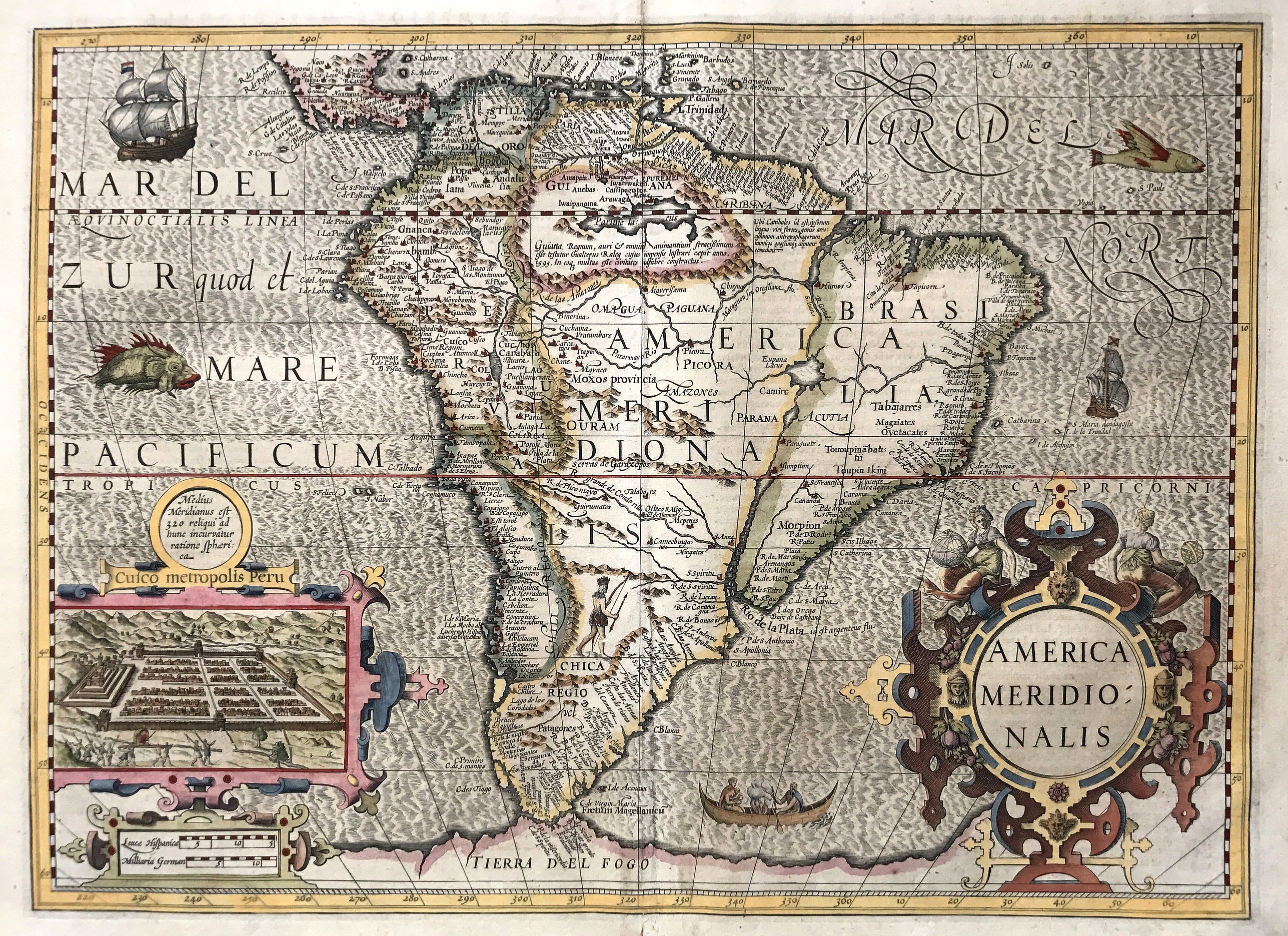 MERCATOR / HONDIUS., America Meridionalis., antique map, old maps