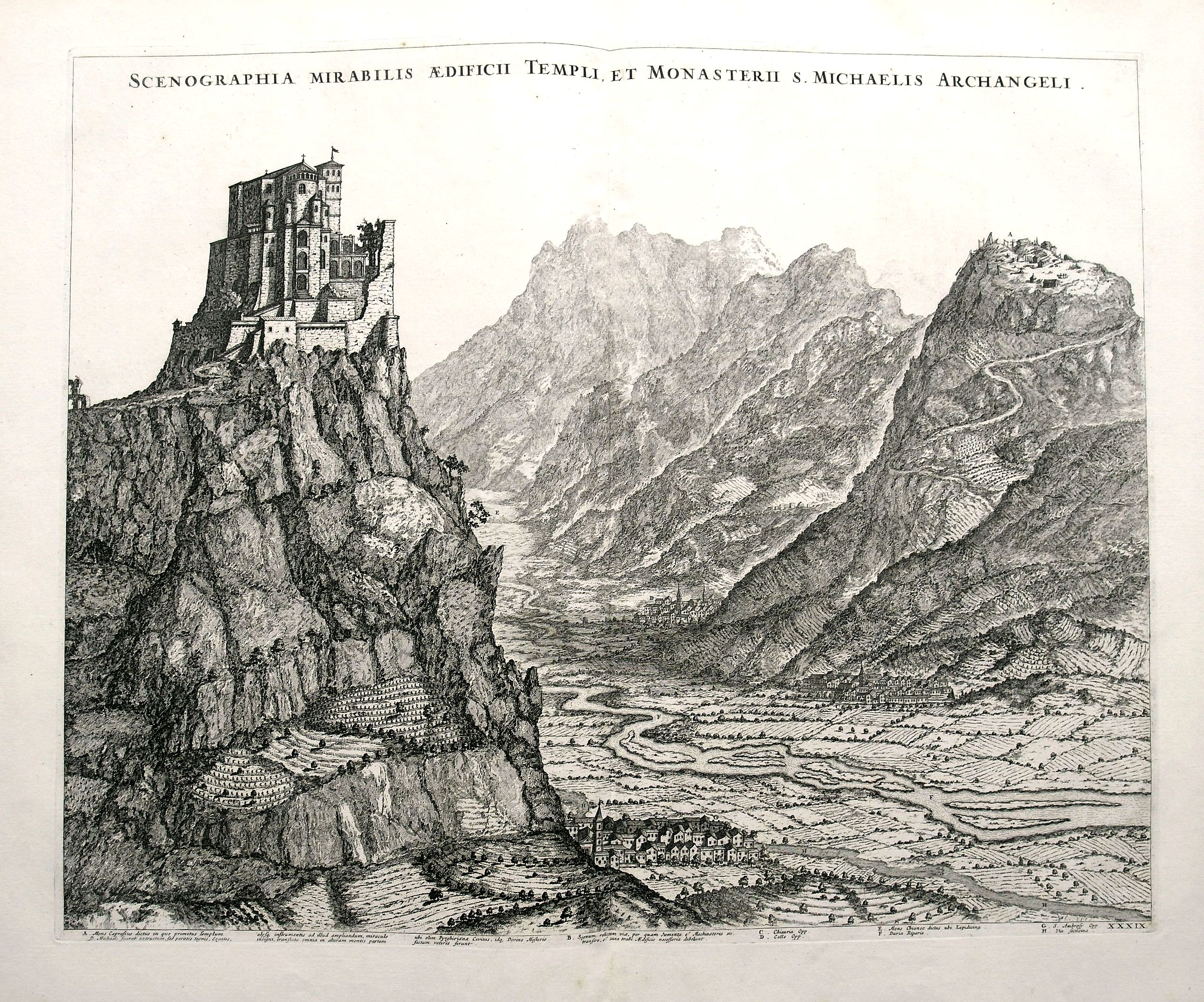 BLAEU, J., Scenographia Mirabilis Aedificii Templi et Monasterii S. Michaelis Archangeli., antique map, old maps