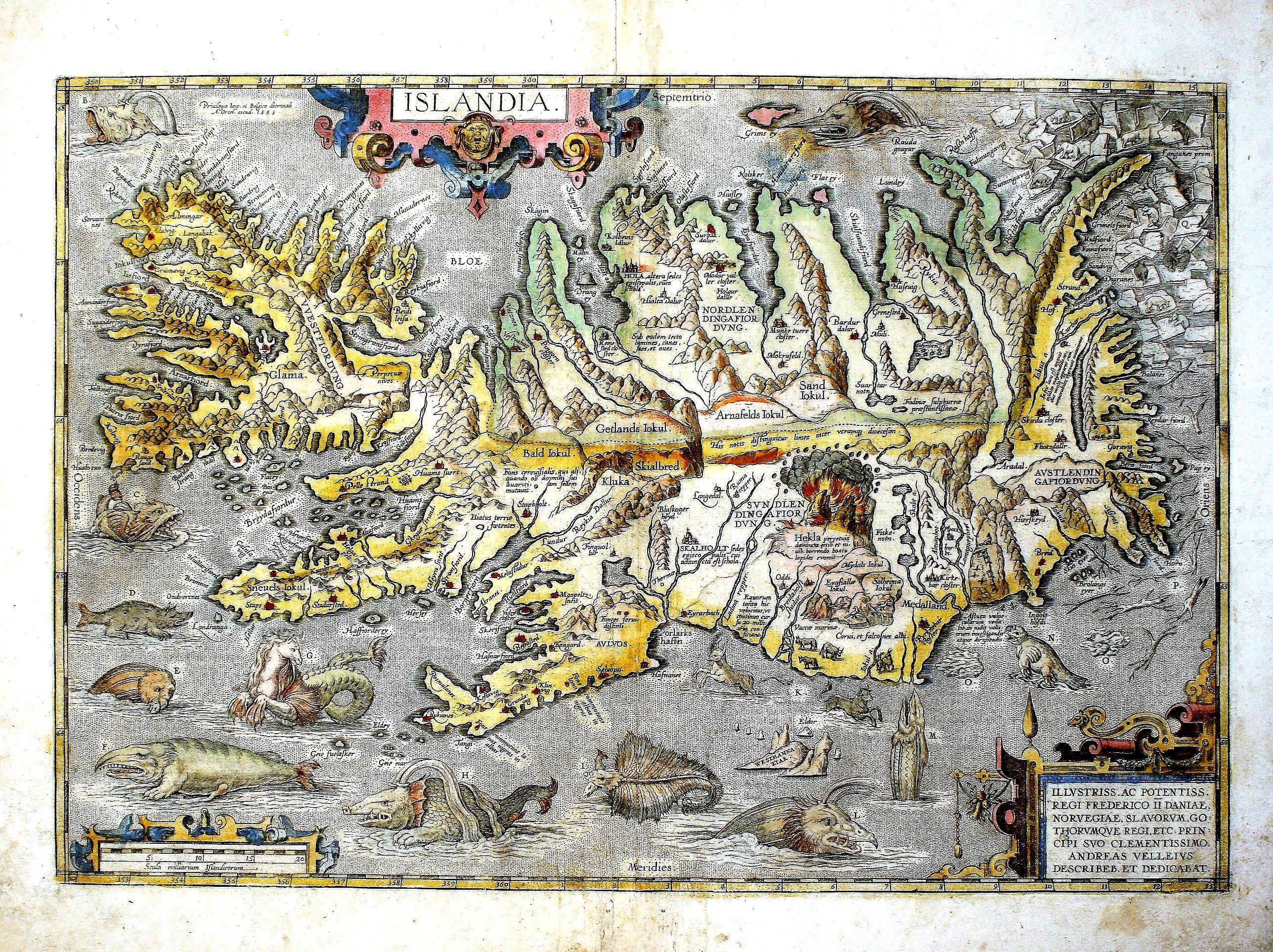ORTELIUS, A., Islandia., antique map, old maps