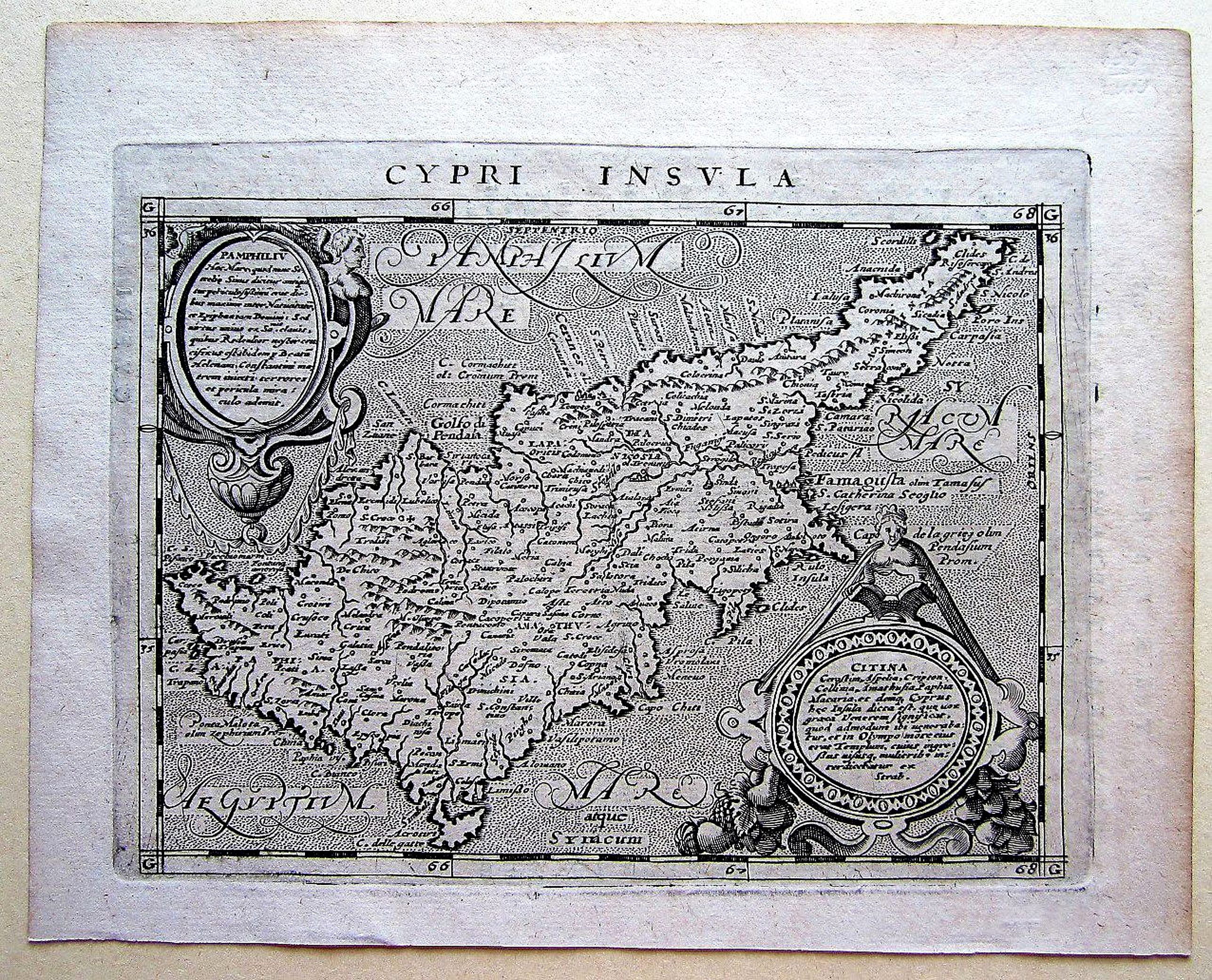 MAGINI, Giovanni Antonio., Cypri Insula., antique map, old maps